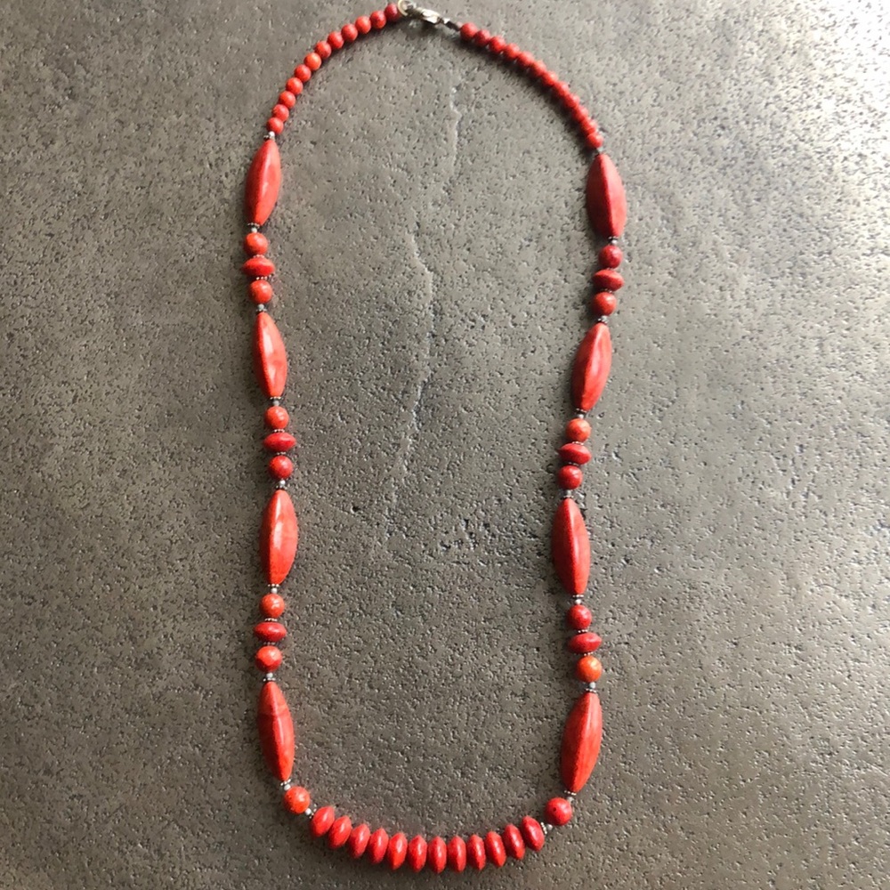 Vintage Chinese silver and coral necklace